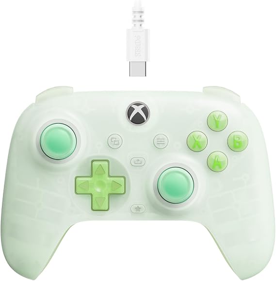 8Bitdo Xbox için RGB Aydınlatma Ateş Halkası, Hall Efektli Joystick ve Tetikleyicili Ultimate Mini Kablolu Oyun Kumandası, Xbox Series X|S, Xbox One, Windows 10/11 için - Resmi Lisanslı (Yarı Saydam