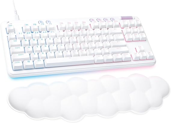 Logitech G713 Wired Gaming Keyboard with LIGHTSYNC RGB Lighting, Tactile Switches (GX Brown), and Keyboard Palm Rest, PC and Mac Compatible, White Mist
