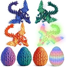 4 Pack 3D Printed Dragon Egg - Small Scale Egg with Winged Dragon Inside, Surprise 3D Printed Gift Toy, Desk Executive Pet, Figurine Decor, Christams Easter Stuffers