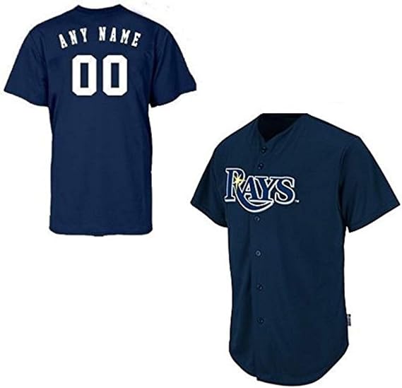 Youth Medium Tampa Bay Rays Customized Major League Baseball Cool-Base Replica MLB Jersey Navy Blue