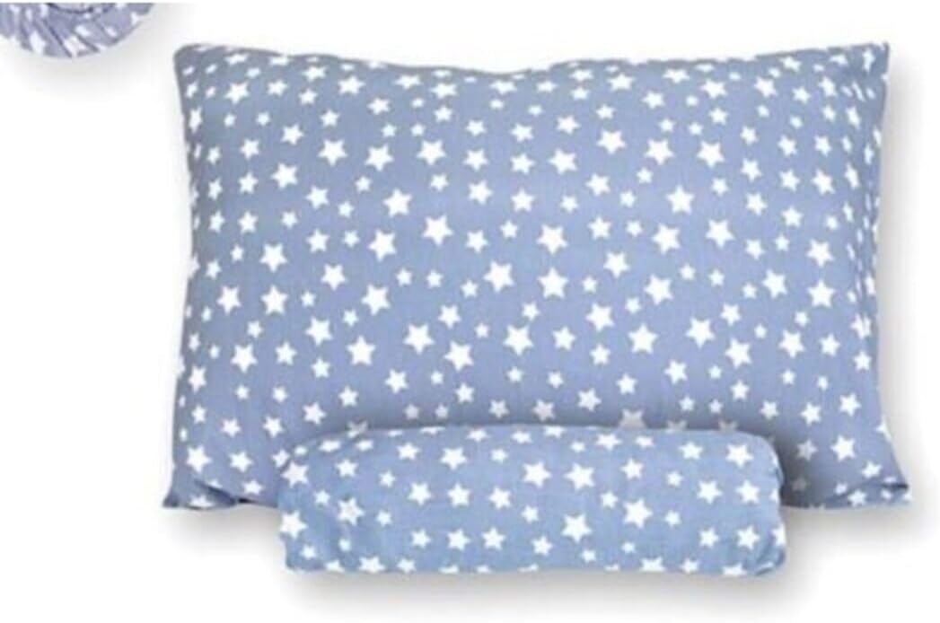 Mer-Tim Cotton Ranforce Single 160x240 Rubberless Sheet And Pillowcase - Blue Star Pattern (Blue / 160 x 240 cm)