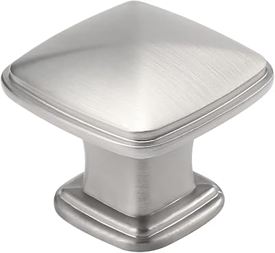 homdiy 15 Pack Cabinet Knobs Brushed Nickel Drawer Knobs Silver Square Kitchen Hardware for Dresser Bathroom Satin Nickel Door Handles for Kitchen Cupboard,Zinc Alloy