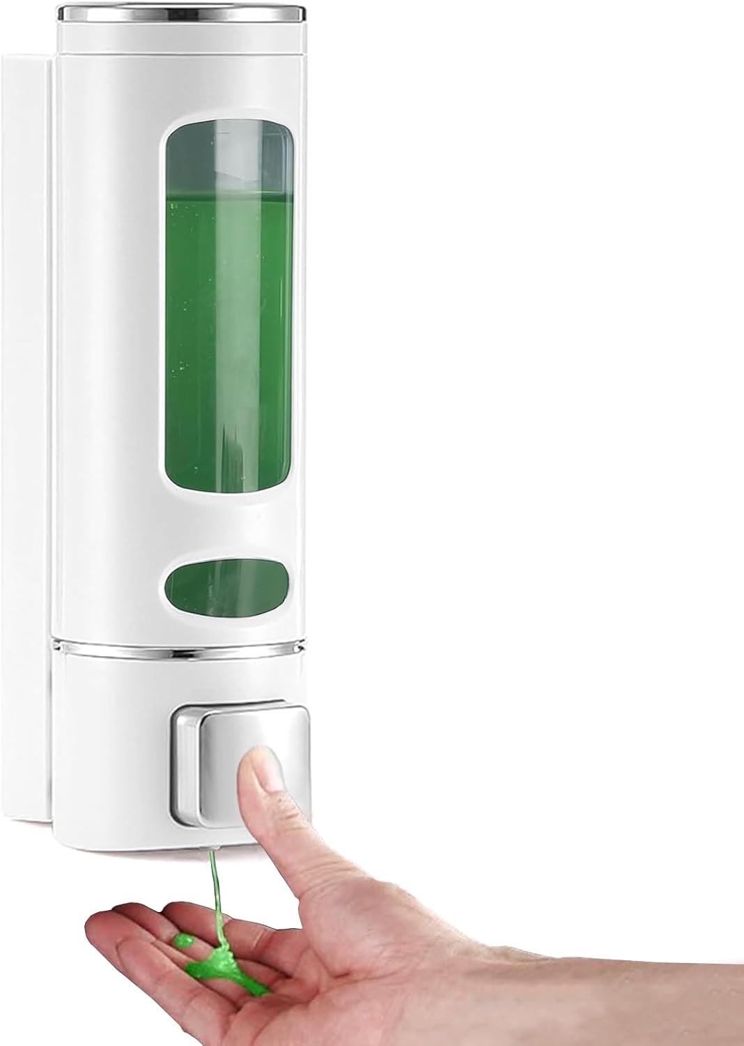 400ML Wall Mounted Soap Dispenser Bathroom, Shampoo and Conditioner Shower Gel Dispenser Kitchen Dish Soap Bottle Wall Hand Wash Container for Home, Hotel, Restaurant White