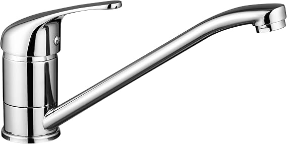 CECIPA Kitchen Mixer Tap, Kitchen Tap with 360° Long Swivel Spout | Monobloc Single Lever Stainless Steel Mixer Tap, Chrome Polish Finish, Drip-Resistant & Water-Saving, Easy Install for Sink