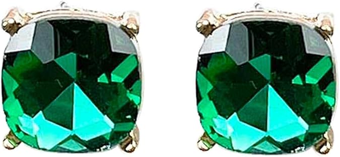 Sparkly Color Glass Post Earrings - Cushion Cut Solid, Square Lever, Round, Semi Precious Glitters Epoxy, For Women