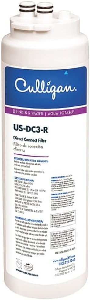 Culligan US-DC3-R Under Sink Water Filter, 0.5 Micron, Lead & Chlorine