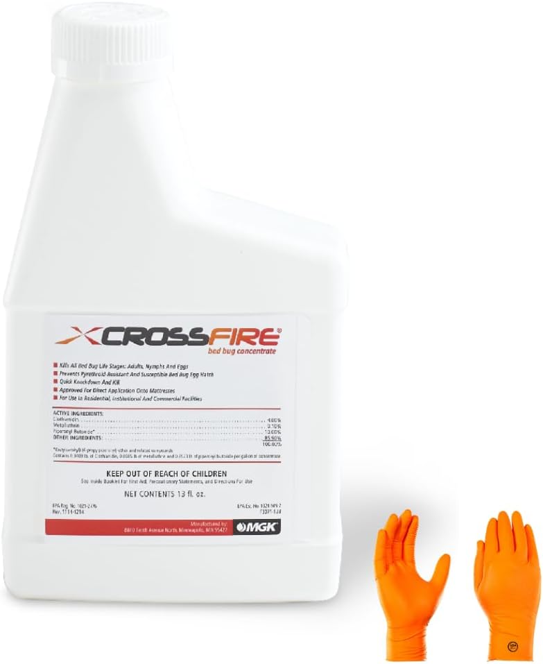 Crossfire Liquid Concentrate 13 oz - Long-Lasting Bed Bug Control, Kils Bed Bugs and Their Eggs, pyrethroid-Resistant