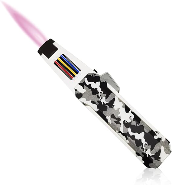 Solar Beam Torch, Adjustable Lockable Firepower Butane Refillable Jet Flame Lighter (Gas Not Included) (Pink Flame-Camouflage)