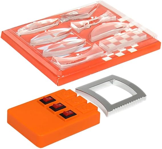 Physics Optical Experiment Kit with Biconvex and Concave Lenses Triangular Prism Three Way Linear Light Source Educational Science Experiment Set for Physics Classroom and Laboratory