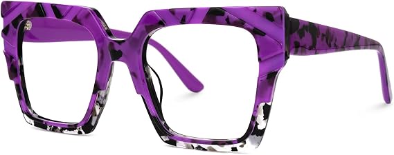 VOOGLAM Oversize Square Frame Blue Light Blocking Glasses Black Fashion Glasses for Women Anti Eyestrain & UV