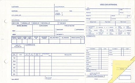 Used Vehicle Appraisal Forms