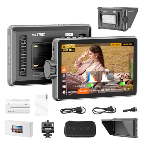VILTROX DC-A1 2800nit 4K 60fps On-Camera Field Monitor, 7 inch HDMI 2.0 High-Bright Touchscreen, External Screen for Canon Nikon Sony Camera