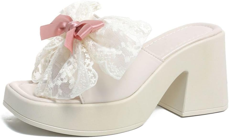 Women Fashion Sweet Bownot Lace Lolita Princess Single Shoes Perfect for Prom and Dressy Occasions-Y2K Fairy Style