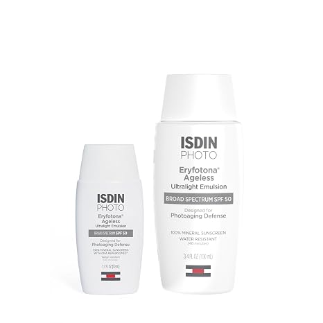 ISDIN Eryfotona Ageless Bundle (1.7 & 3.4 Fl Oz) Mineral Tinted Sunscreen Broad Spectrum SPF 50, Suitable for Sensitive Skin
