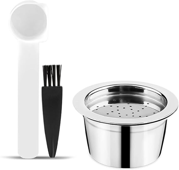 Stainless Steel Reusable Coffee Capsule with Precision Filter & Spoon Brush, Compatible with K FEE & Cafissimo, Stronger Taste Alternative to Plastic Pods