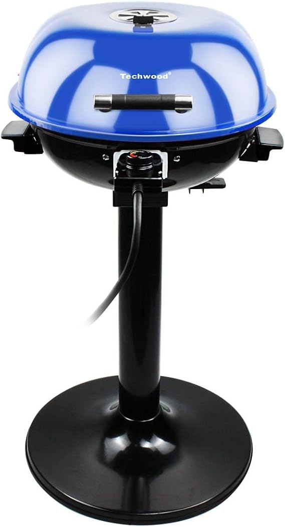 Techwood 1600W Indoor Outdoor Electric Grill, Electric BBQ Grill, Portable Removable Stand Grill, Blue