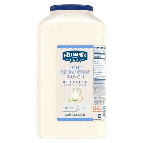 Hellmann's Light Ranch Salad Dressing Jug, 1 Gallon (128 Fl Oz)