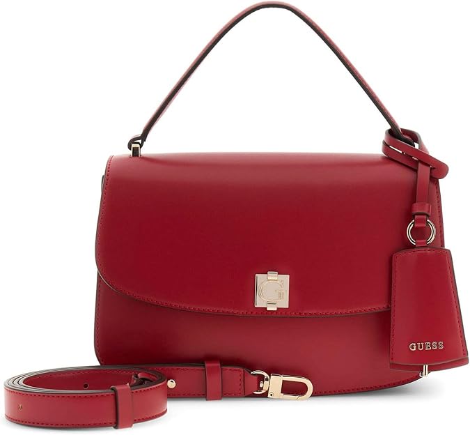 GUESS Audrey Convertible Xbody Flap Shoulder Bag Dark Cherry Red