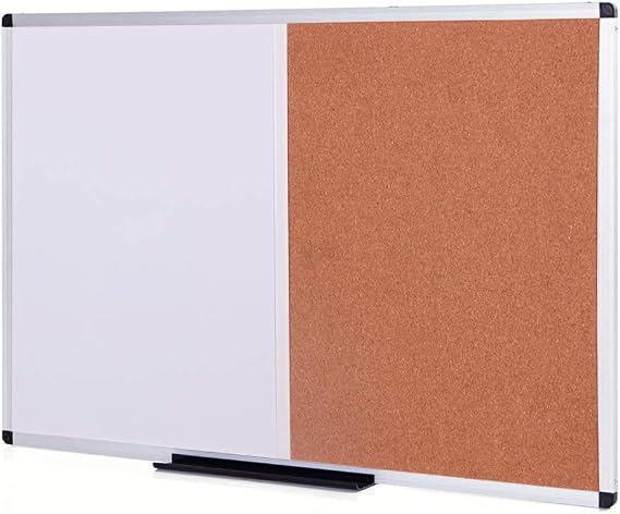 VIZ-PRO Magnetic White Board and Cork Board Combo for Wall, 36 x 24 inches