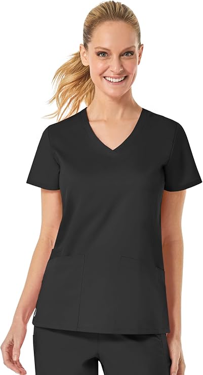 Maevn EON Back Mesh Panel Shaped V-Neck Scrub Top