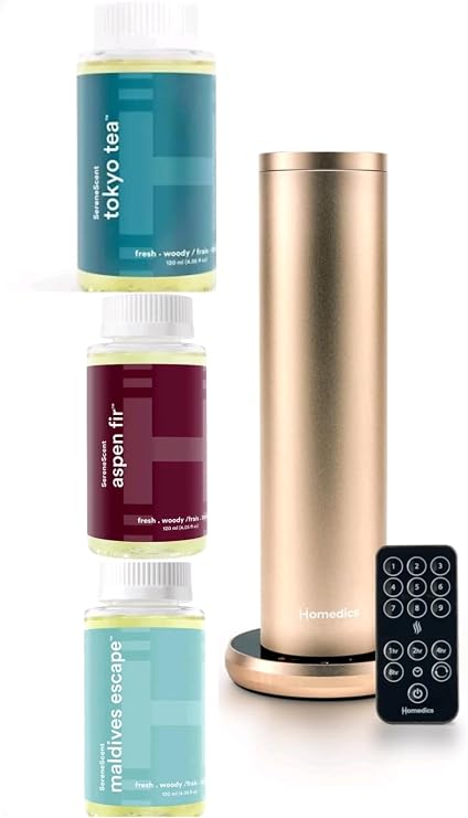 Serenescent Waterless Aroma Diffuser Aromatherapy Home Fragrance Diffuser Set with 3 fragrances SereneScent Oil, Clean and Natural Large Rooms Fragrance, Christmas, Thanksgiving Gift Sets