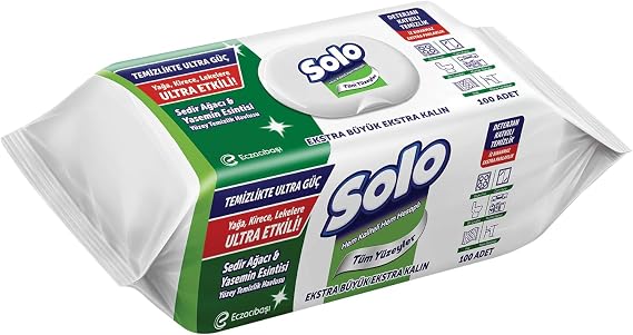 Solo Surface Cleaning Wipes Ultra Power Cedar & Jasmine, 100 Sheets