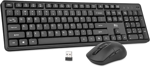 Wireless Keyboard and Mouse,Rii RK209 2.4G Full-Sized Quiet Wireless Ergonomic Keyboard,Quiet Typing and Clicking,Adjustable 5000 DPI Mouse for PC, for Windows,Mac
