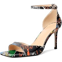 Zamikoo Women's High Heels, Open Toe Ankle Strap High Heeled Sandals, Square Toe Stiletto Heel Dress Pumps Shoes Office Wedding Work Evening 3.5 Inch