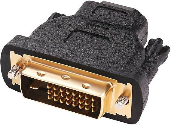DTECH DVI to HDMI Adapter DVI Male to HDMI Female Bi-Directional DVI-D Port Converter 4K 1080P Gold Plated Connector