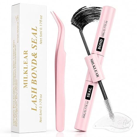 Lash Bond and Seal with Tweezer, Waterproof Lash Cluster Glue Sensitive Eye