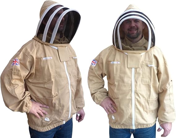 AGS Beekeeper olive cotton bee jacket professional beekeeping premium clothing fencing protective wasp jacket bee suit equipment protection (3XL)