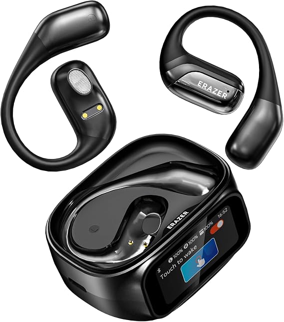AI Translation Earbuds Real Time, LCD Touch Screen OWS Real-Time Translator Earbuds for 134 Languages, Open Ear Translation Headphones for Travel, Business, Learning, Compatible with iOS & Android