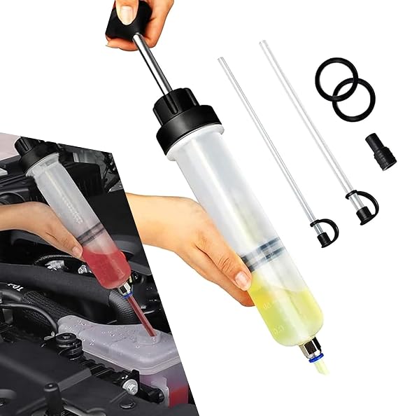 Car Fluid Extractor Pump, 200cc Fuel Extractor with Hose, Manual Oil Syringe Pump Kit, Universal Oil Change Tool, for Cars Motorcycles (White)