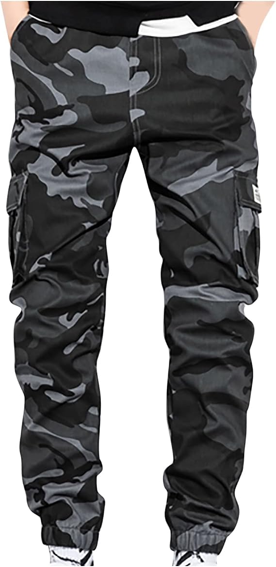 Camo Pants Men 2023 Regular Big and Tall Multi Pockets Camouflage Cargo Pants Casual Loose Work Utility Trousers