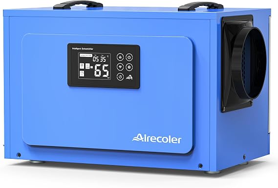 60L Commercial Dehumidifier for Crawl Spaces & Basements with Drain Hose, Industrial Grade Water Damage Restoration for up to 250 m³, Auto Defrost, Memory Starting