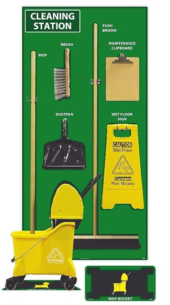 NMC SBK146AL Cleaning Station Shadow Board, Combo Kit, Green/Black, 72 X 36, Industrial Grade Aluminum 1 Pack