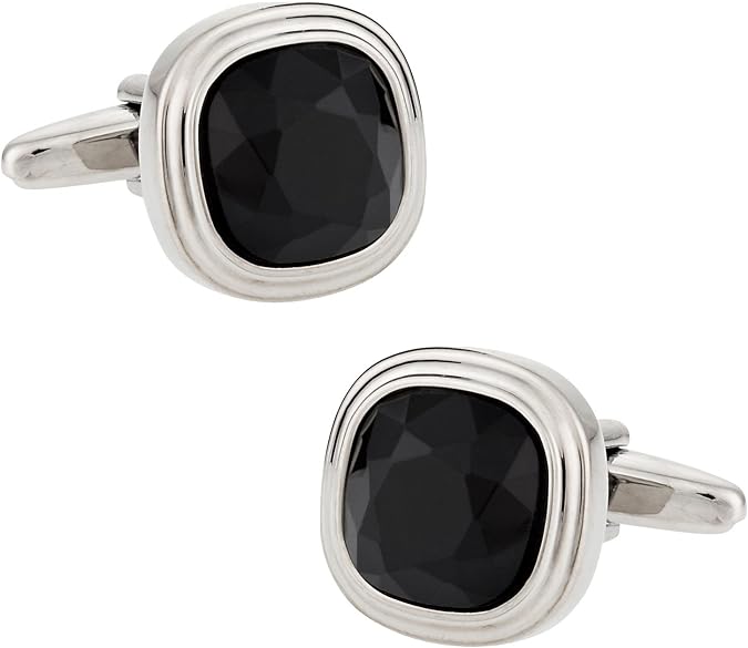 Cuff-Daddy Jet Black Crystal Cufflinks with Presentation Box