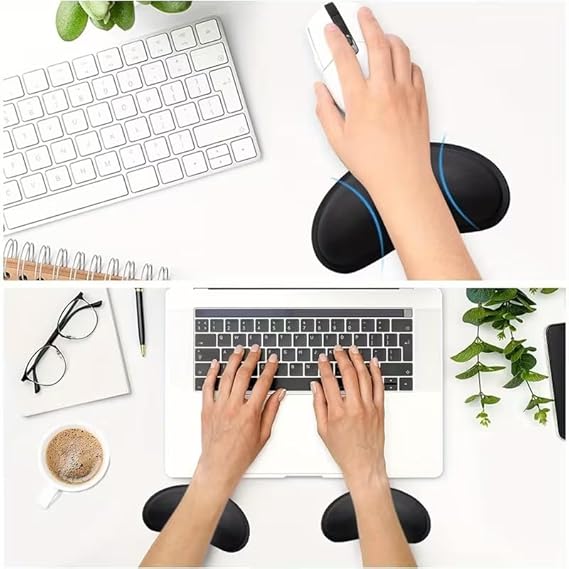 Klavye Bilek Yastığı, Ergonomik Jel Bilek Desteği, Kaymaz Tabanlı, Konforlu Mouse Pad, Siyah