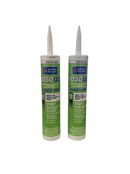 Sherwin Williams 1050QD Siliconized Acrylic Latex Caulk 10.1oz White Quick Dry (2-Pack)