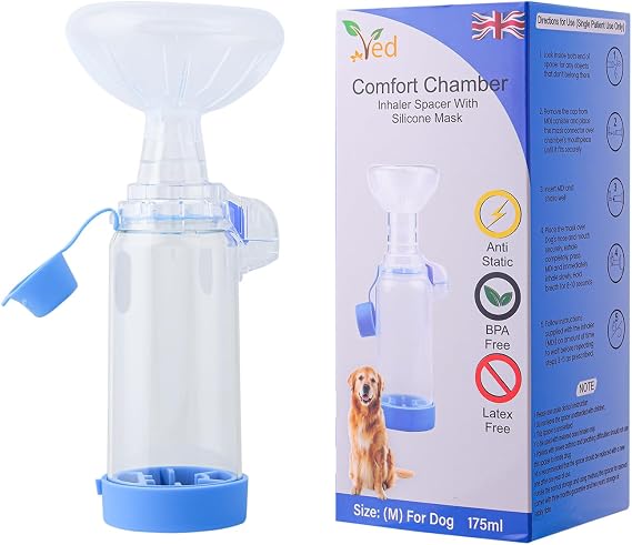 Pet Inhaler Spacer (Comfort Chamber) for Improved Breathing of Your cat, Dog and Furry Friend (Blue)