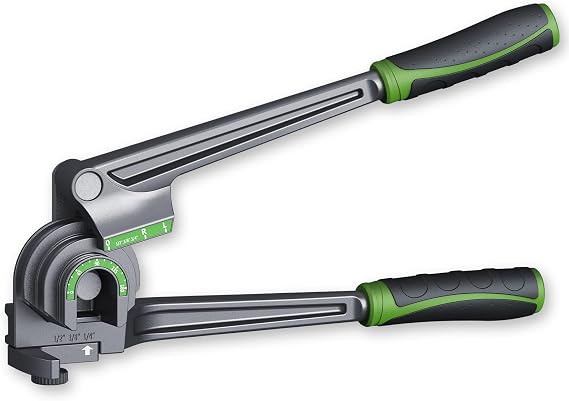 Tube Bender 180, 1/4", 3/8", 1/2" (6/10/12mm) O.D. Pipe Bender, 3 in 1 Tubing Bender, Brake Line Bender for Air Conditioning Refrigeration Repair