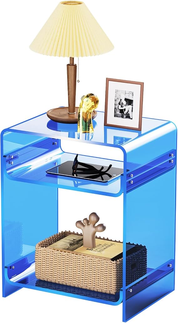 Acrylic Side Table, 40 x 30 x 50 cm, Blue