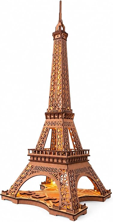 ROBOTIME 3D Puzzle for Adults DIY Model Building Kit Wooden Eiffel Tower Craft Kit Architecture Toy Set Brain Teaser Gifts for Friend