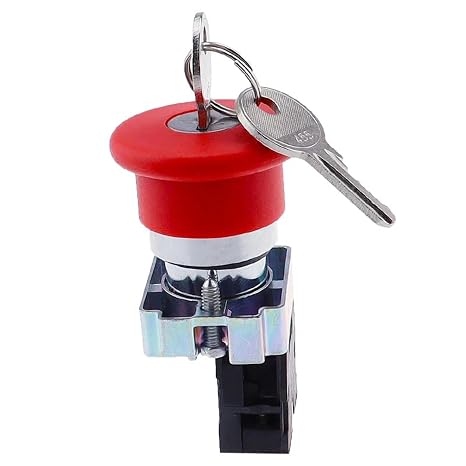 XB2-BS142 Key Emergency Stop Rotary Push Button Switch 2 Position Locking 22mm 1NC 2NC 1NO/1NC Mushroom Head Button (Color : XB2-BS142, Size : 2NC)