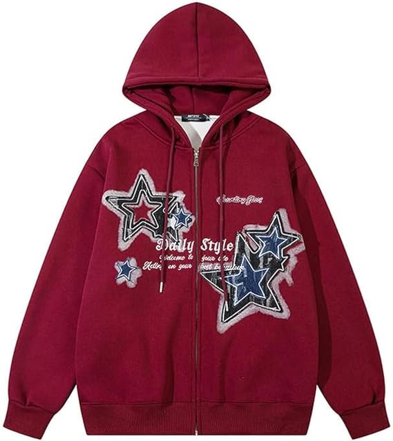 Graphic Y2K Hoodies für Damen und Herren Reißverschluss Sternenjacken modische Kleidung ästhetische Sweatshirts Gothic-Kleidung