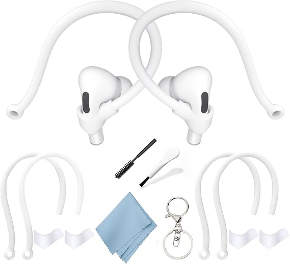 Adjustable Ear Hooks Compatible with AirPods 4, 3, 1, 2 and Pro & All in-Ear Headphones with Stems - 2 Pairs Secure & Comfortable Prevent Falls Ear Holders for Headphones - Easy to Install