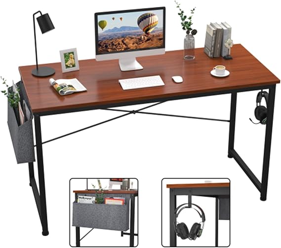 Desk with Shelves Modern Simple PC Desk Computer Desk 47 Inch Home Office Writing Study Desk Modern Simple Style Laptop Table with Storage Bag Teak Study Desk with Storage