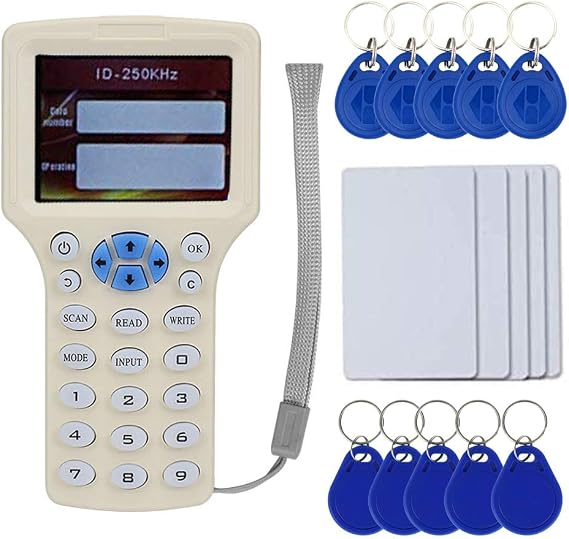English Rfid NFC Copier Reader Writer Duplicator 10 Frequency Programmer with Color Screen +5pcs EM4305 Card+5pcsT5577 Keyfob+5Pcs UID Keyfob