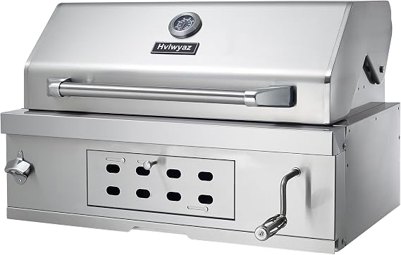 28Inch Built in Charcoal BBQ Grill for Outdoor Kitchen,Large Barbecue Grill