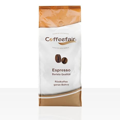 Coffeefair Espresso Coffee Beans Barista Quality 1 kg for Fully Automatic Coffee Machines Gentle Drum Roasting Intense Aroma